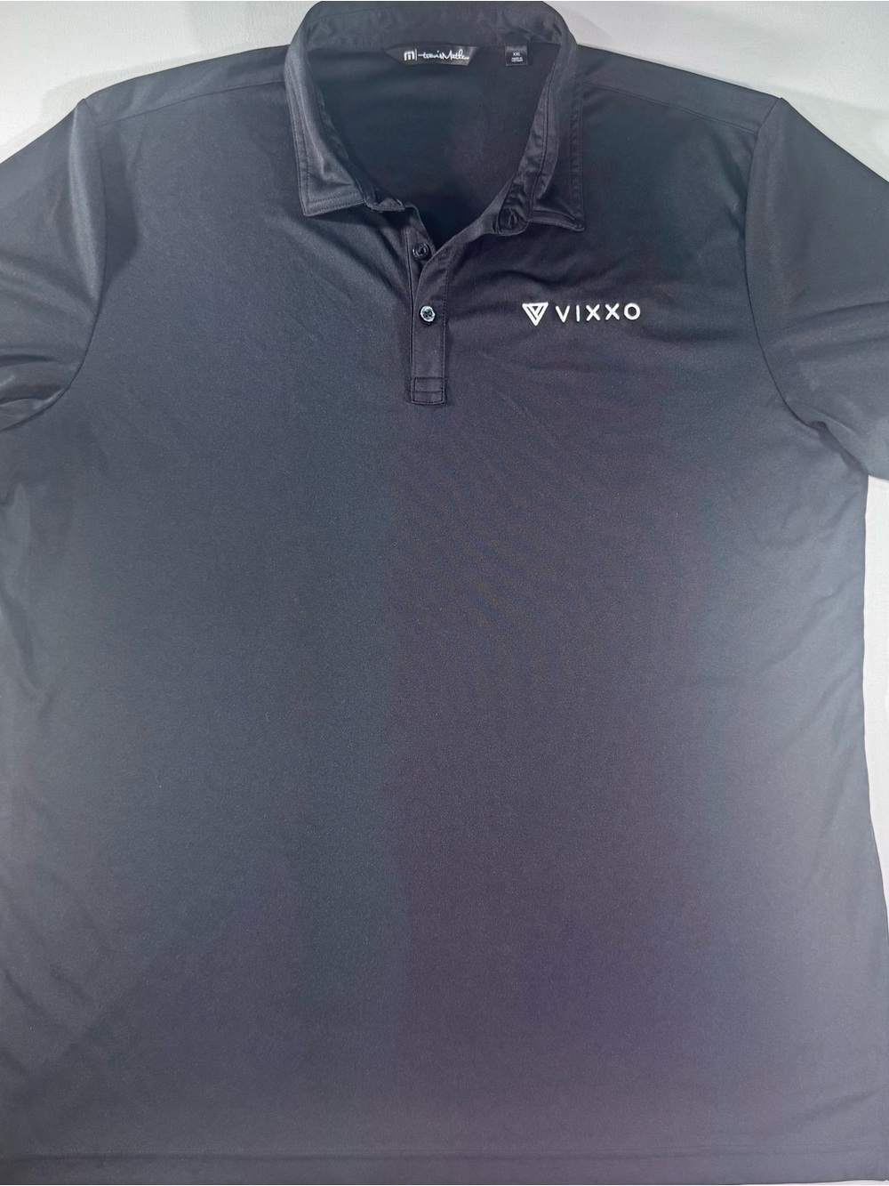 TRAVIS MATHEW Men’s Coto Performance Polo Shirt, Black, w/Logos, XXL, NWOT